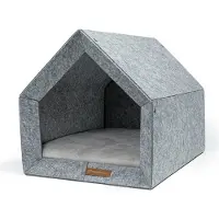 Rexproduct - PetHome Hundehütte mit Liegefläche und Dach Biss- und Kratzfest Gute Schalldämmung Umweltfreundlich & Einfach zu Montieren Größe L (80x62x64 cm) - Hellgrau und Grau
