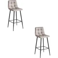 Leobert ARCETO Hocker - dunkelbeiger Samt / schwarze Beine x 2