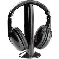 Esperanza Kopfhörer Faltbar mit FM Radio Kabellos Headphones Over Ear HiFi Stereo Bass, Farbe:Schwarz