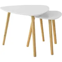 SoBuy Couchtisch 2er-Set – Platzsparende Beistelltisch, Wohnzimmertisch Kleiner Tisch, Groß 55 cm & Klein 40 cm, Weiß, FBT74-W