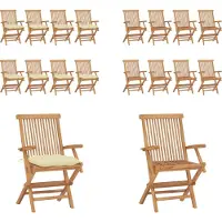 vidaXL Gartenstühle mit Cremeweißen Kissen 8 Stk. Massivholz Teak - Gartenstuhl - Gartenstühle - Gartenstuhl Holz - Gartenstuhl Massivholz
