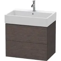 Duravit L-Cube Waschtischunterbau wandhängend, 2 Schubkästen, 684x544x459mm, LC627607272, Farbe: Eiche Dunkel gebürstet Echtholzfurnier