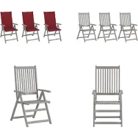 vidaXL Verstellbare Gartenstühle 3 Stk. mit Auflagen Massivholz Akazie - Gartenstuhl - Gartenstühle - Stuhl - Stühle