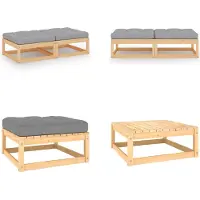 vidaXL Garten Fußhocker mit Kissen 2 Stk. Massivholz Kiefer - Fußhocker - Fußbank - Fußbänke - Fußstütze