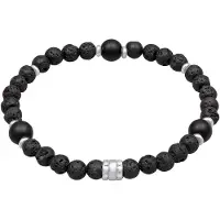 KUZZOI Armband 925 Sterling Silber Kugel in Schwarz | Gr.: 21 cm