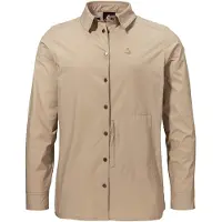 Schöffel Outdoorbluse SCHÖFFEL "Blouse Style Maghera WMN", Damen, Gr. 44, beige (4705, beige), Oberstoff: 100% Polyester. Futter Passe: 100% Polyester, bequem, V-Ausschnitt, Blusen Outdoorbluse