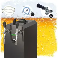 Ich-zapfe Komplett Set - Zapfanlage, Bierzapfanlage STREAM 50K mit Luftpumpe Bierkoffer, Durchlaufkühler 2-leitig Trockenkühler, bis zu 55 Liter/h - BLACK EDITION, Zapfkopf:Köpi,Zapfkopf 2:NC Adapter