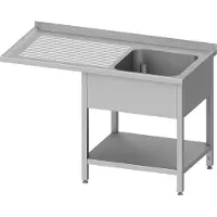 Stalgast Spültisch mit Grundboden und Überstand 1200x700x900 mm, mit einem Becken rechts, mit Aufkantung, verschweißt