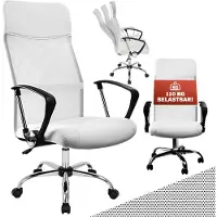 Casaria Bürostuhl Deluxe Weiß mit Netz