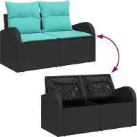 vidaXL Gartensofa-set 7 stk. 6-Sitzanzahl Schwarz und Türkis