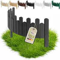Pemicont Floranica Grabumrandung Holz 100 x 20 cm, Anthrazit – gewellte Oberkante, Zierzaun aus Kiefer für Grab und Baumscheibe