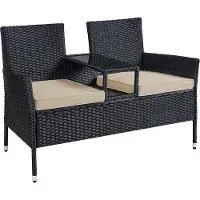 Markenlos Gartenbankset - Loveseat für den Außenbereich - Schwarz-Taupe