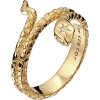 Elli Silberring "Ring Schlange Wickelring Zirkonia 925 Silber" Gr. 54, gold, Fingerringe, Damen, 54, Silber 925 (Sterlingsilber), Silberring