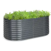 Blumfeldt Hochbeet, Großes Kräuterbeet Einfacher Aufbau, Hochbeet Garten & Balkon, Freistehendes Gemüsebeet für Blumen, Obst & Gemüse, Hochbeet aus Metall, Gartenbeet 200x100x80 cm, Hochbeet Grau