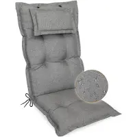 Kettler Herlag Hochlehner-Stuhlauflage AVA Sun-Guard 123x50x9cm Silber Polster für Gartenstuhl extra dick Kopfpolster UV- & Fleckschutz