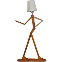 Costway Geile Poseable Art Figure Stehlampe aus Holz, Lustige Stehleuchte, dekorative humanoide Eckleuchte mit verstellbaren Gelenken, Leselampe im kreativen Kunststil für Wohnzimmer & Schlafzimmer