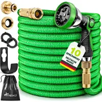 Tresko Flexibler Gartenschlauch Premium 60m | Wasserschlauch flexibel mit 3-Fach Latexkern | dehnbarer flexiSchlauch | alle Verschraubungen aus hochwertigem Messing