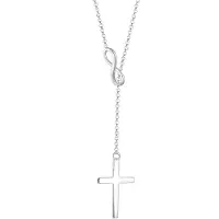 Elli Y-Kette "Halskette Y-Kette mit Kreuz und Infinity Symbol 925 Silber" Gr. 45, silber, Halsketten, Damen, ohne Stein, Silber 925 (Sterlingsilber), Y-Kette
