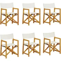 Syfax 6-teiliges Klappstuhl-Set, cremeweißer Stoff