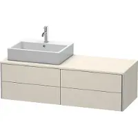 Duravit XSquare Konsolenwaschtischunterbau wandhängend, 4 Schubkästen, Becken links, 1400x400x548mm, XS4913L9191, Farbe: Taupe Matt