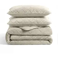 Sleeptime Lazy Bettdecke Samt Taupe/Grau 140 x 200 Mit Kissenbezug cm