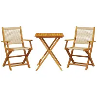 Syfax 3-tlg. Bistro-Set Beige Polypropylen und Massivholz
