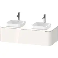 Duravit Happy D.2 Plus Konsolenwaschtischunterbau wandhängend, 1300x550 mm, 1 Auszug, für Aufsatzbecken, HP4943B22220010, Farbe: Weiß Hochglanz Dekor mit Innenbeleuchtung