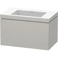 Duravit L-Cube c-bonded Set wandhängend, 1 Auszug, ohne Überlauf, ohne Hahnloch, 800x500x480mm, LC6917N0707, Farbe: Betongrau Matt Dekor