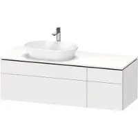 Duravit L-Cube Konsolenwaschtischunterbau wandhängend, inklusive Konsolenplatte, 2 Auszüge, 2 Schubkästen, Becken links, 1420x482x550mm, LC4877018180000, Farbe: Weiß Matt Dekor