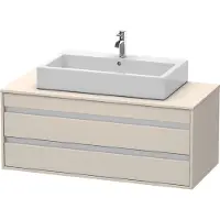 Duravit Ketho Konsolenwaschtischunterbau wandhängend, 1200x496x550 mm, 2 Schubkästen, für Aufsatzwaschbecken mittig, KT665609191, Farbe: Taupe Matt Dekor