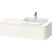 Duravit Happy D.2 Plus Konsolenwaschtischunterbau wandhängend, 1300x550mm, 1 Auszug, für Aufsatzbecken Position rechts, HP4942R22220010, Farbe: Weiß Hochglanz Dekor mit Innenbeleuchtung
