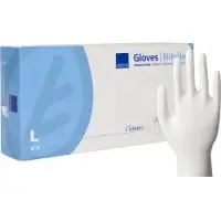 ABENA GmbH ABENA Classic Nitrilhandschuhe, puderfrei, weiß, Elastische und extra geschmeidige Einweghandschuhe, 1 Karton = 10 Packungen à 100 Stück, Größe L