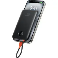 Veger Powerbank 10000 mAh mit integriertem Kabel USB C QC3.0 PD 2A 22,5W K1C W1189 schwarz