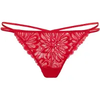 LASCANA String , Damen, Gr. 48/50, 1 Stk., rot, Spitze, Obermaterial: 87% Nylon, 13% Elasthan, unifarben, figurbetont, Unterhosen String, aus blättriger Spitze