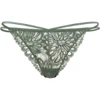 LASCANA String , Damen, Gr. 36/38, 1 Stk., Spitze, grün (olive), Spitze, Obermaterial: 87% Nylon, 13% Elasthan, unifarben, figurbetont, Unterhosen String, aus blättriger Spitze