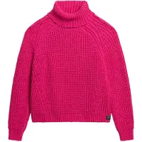 Superdry für Damen. W6110397A Slouchy Stitch Roll Pullover rosa (XS), Lässig, Acryl