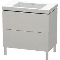 Duravit L-Cube c-bonded Set stehend, 2 Schubkästen, ohne Überlauf, ohne Hahnloch, 800x698x480mm, LC6937N0707, Farbe: Betongrau Matt Dekor