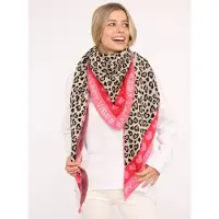 Zwillingsherz Dreieckstuch "Micha", Damen, pink, Baumwollmischung, Modetücher Dreieckstuch, Mode Tuch, Leomuster mit Herzen und Schrift, vielseitig tragbar