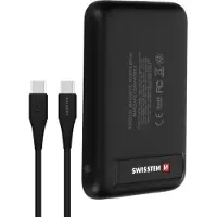 Swissten 5000mAh MagSafe Powerbank mit Magnet- und Klebepad, USB-C 20W – Schwarz