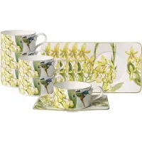 Villeroy & Boch Tasse "Teetassen mit Untertassen Amazonia 230 ml 6er Set bunt", bunt, B:14cm H:6,7cm, Porzellan, Trinkgefäße, Tasse, Spülmaschinenfest