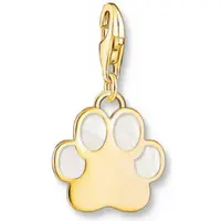 Thomas Sabo Charm-Einhänger "Hundepfote mit weißer Kaltemaille", gold (gelbgoldfarben), Charms, Damen, Silber 925 (recycelt), Charm-Einhänger