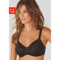 LASCANA Minimizer-BH , Damen, Gr. 75, Cup G, schwarz, Spitze, Obermaterial: 88% Polyamid, 12% Elasthan, BHs Minimizer-BH, mit Bügel aus schimmernder Jaquardspitze – ideal für große Größen, Topseller