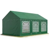 TOOLPORT Partyzelt Festzelt 4x6 m Garten-Pavillon PVC Plane 700 N in dunkelgrün Wasserdicht