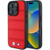 BMW Etui M Perforiert Und Genäht Linie Magsafe Na Iphone 16 Pro Max - Czerwone