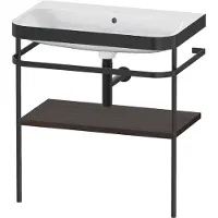 Duravit Happy D.2 Plus c-bonded Set mit Metallkonsole, 775x490mm, Ohne Hahnloch, HP4737N6969, Farbe: Nussbaum gebürstet Echtholzfurnier