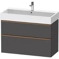 Duravit D-Neo Waschtischunterbau wandhängend,984x625x442mm, 1 Auszug, 1 Schubkasten, mit Griff Bronze gebürstet, DE4374004490000, Farbe: Graphit Matt Dekor