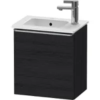 Duravit D-Neo Waschtischunterbau wandhängend, 410x440x274mm, eine Tür, Türanschlag Links, mit Griff Edelstahl gebürstet, DE4259L70160000, Farbe: Eiche Schwarz Matt Dekor