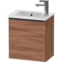 Duravit D-Neo Waschtischunterbau wandhängend, 410x440x274mm, eine Tür, Türanschlag Rechts, mit Griff Diamantschwarz, DE4259RBD790000, Farbe: Nussbaum Matt Dekor