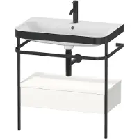 Duravit Happy D.2 Plus c-bonded Set mit Metallkonsole und Schubkasten, 775x490mm, 1 Hahnloch, HP4742O3636, Farbe: Weiß Seidenmatt Lack