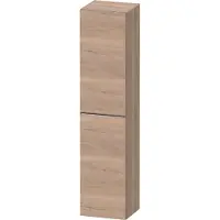 Duravit D-Neo Hochschrank, 400x1760x360mm, eine Tür, Türanschlag Links, 5 Glasfachböden, Griff Edelstahl gebürstet, DE1328L70550000, Farbe: Eiche Marmoriert Dekor